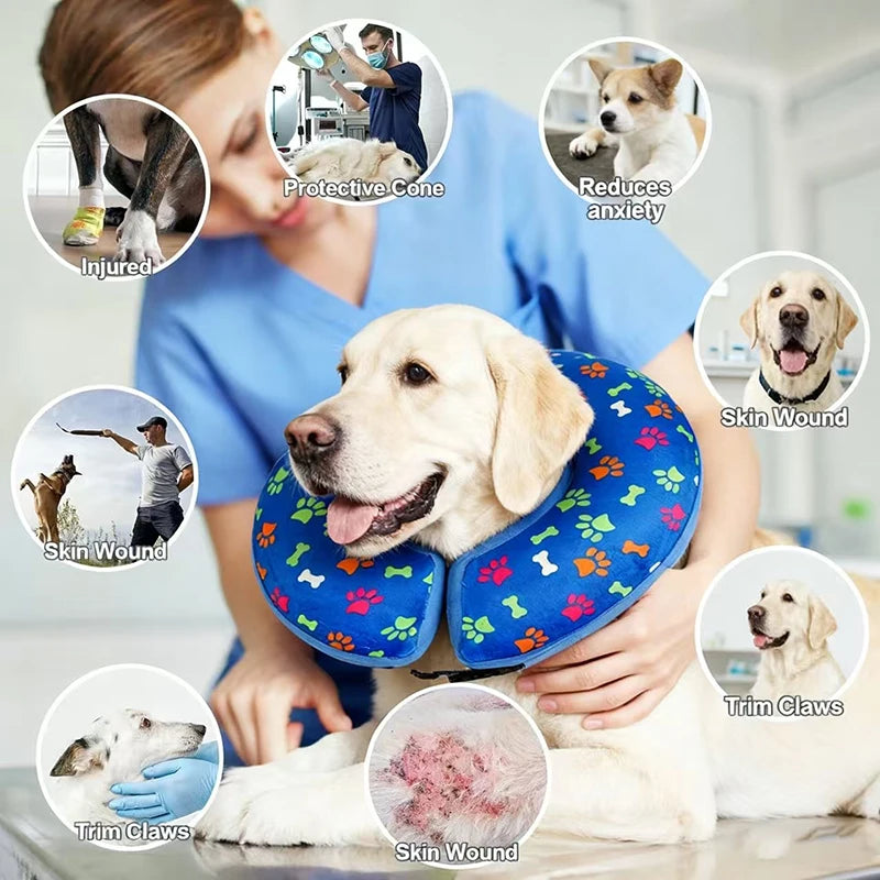 Dog Recovery Collar – Inflatable Donut Cone Adjustable
