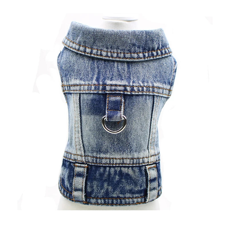 Denim Dog Vest Jacket – Lightweight All-Season Coat for Small Dogs