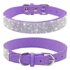 Crystal Rhinestone Dog Collar – Suede with Zinc Buckle