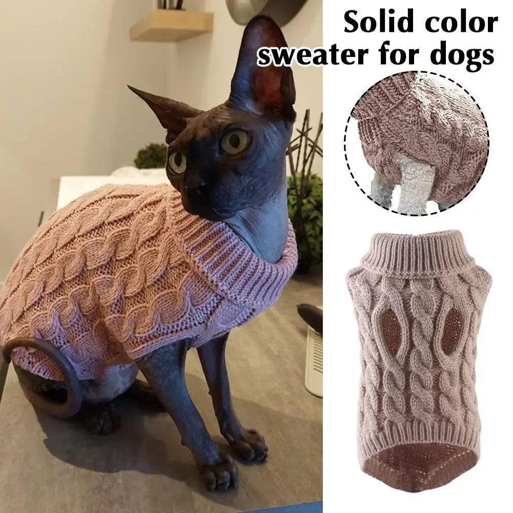 Solid Color Dog Sweater – Cozy Wool Knit for Small Dogs