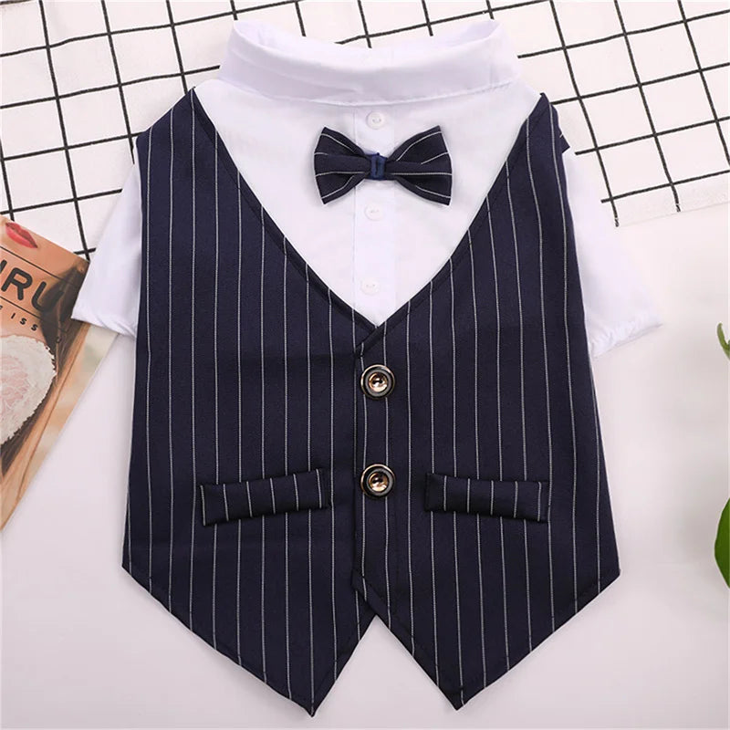 Dog Tuxedo Shirt with Bow Tie – Formal Wedding Outfit