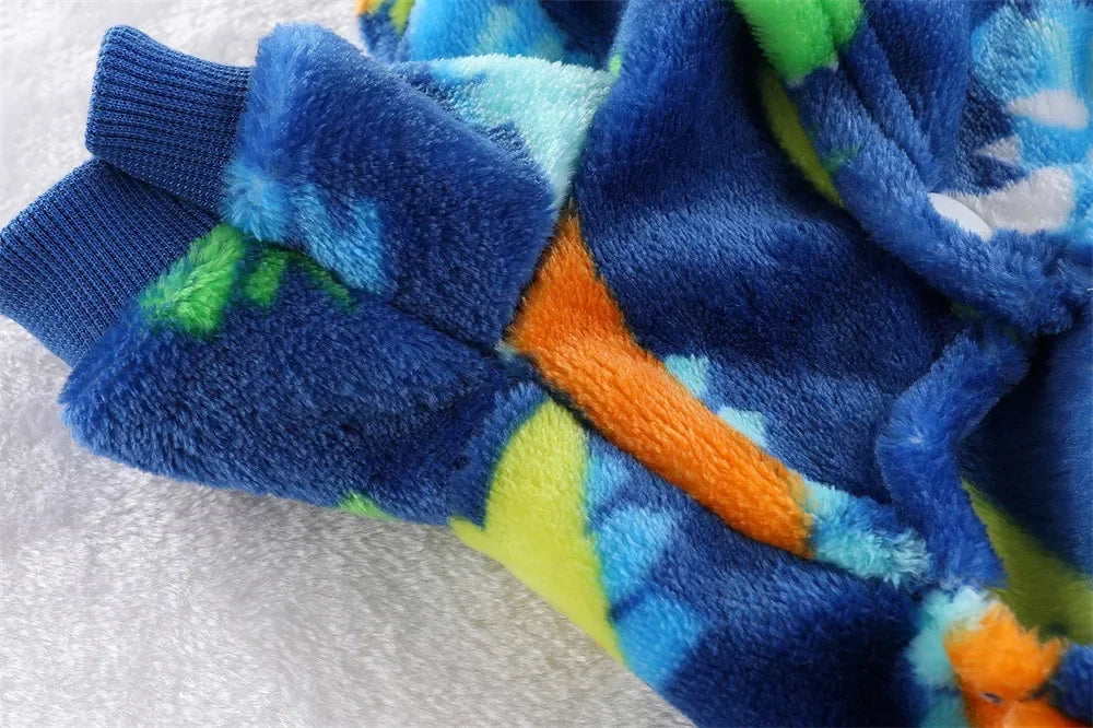 Winter Fleece Dog Pajamas – Cozy Polyester Jumpsuit XS-4XL Blue