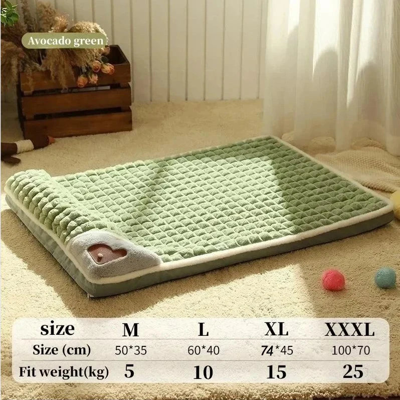 Washable Winter Dog Bed – Thickened Orthopedic Mat with Removable Cover for Small to Large Dogs
