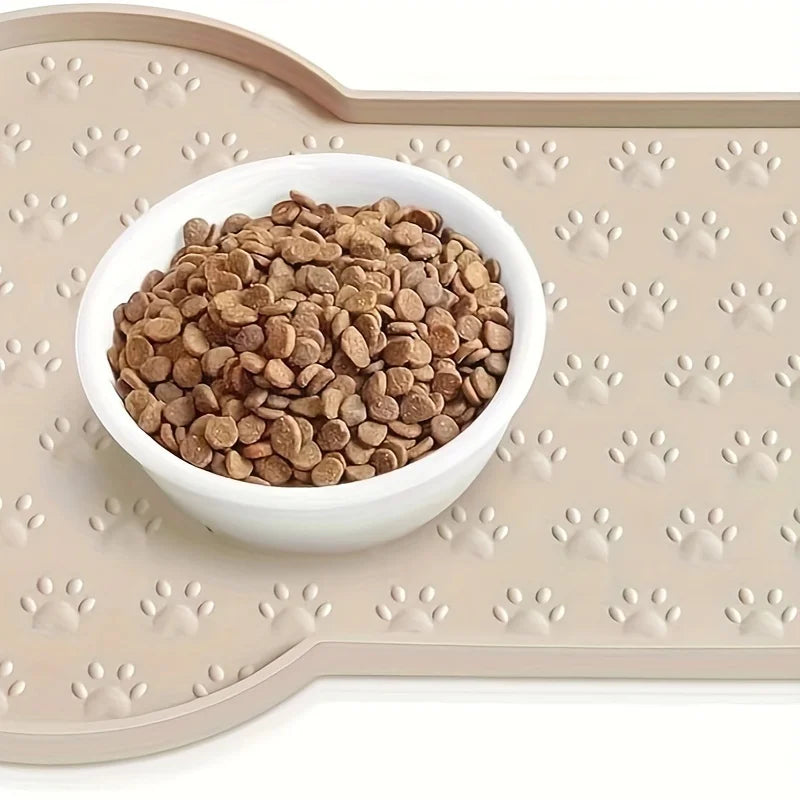 Silicone Dog Feeding Mat – Non-Slip Waterproof Pet Bowl Mat with Raised Edges, Washable