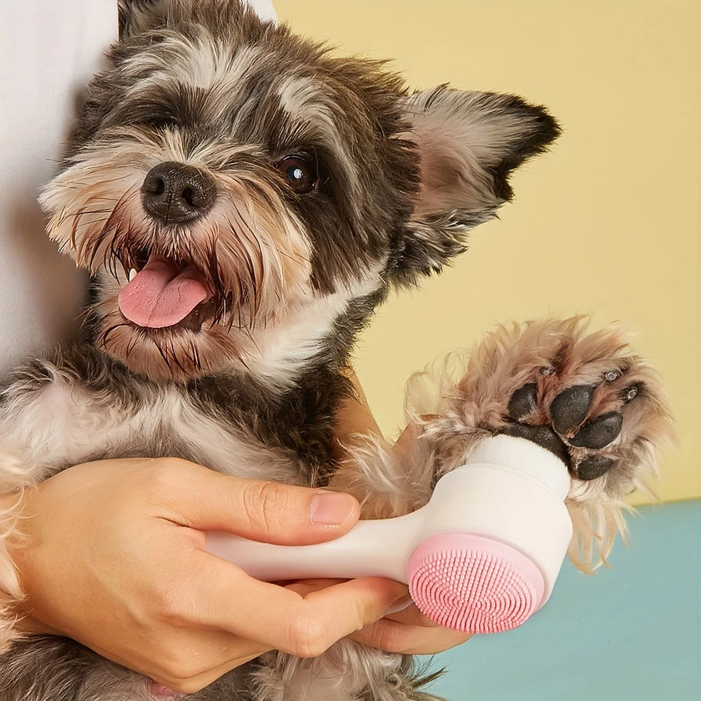 Silicone Dog Paw Cleaner & Massage Brush - Muddy Paw Scrubber in Pink
