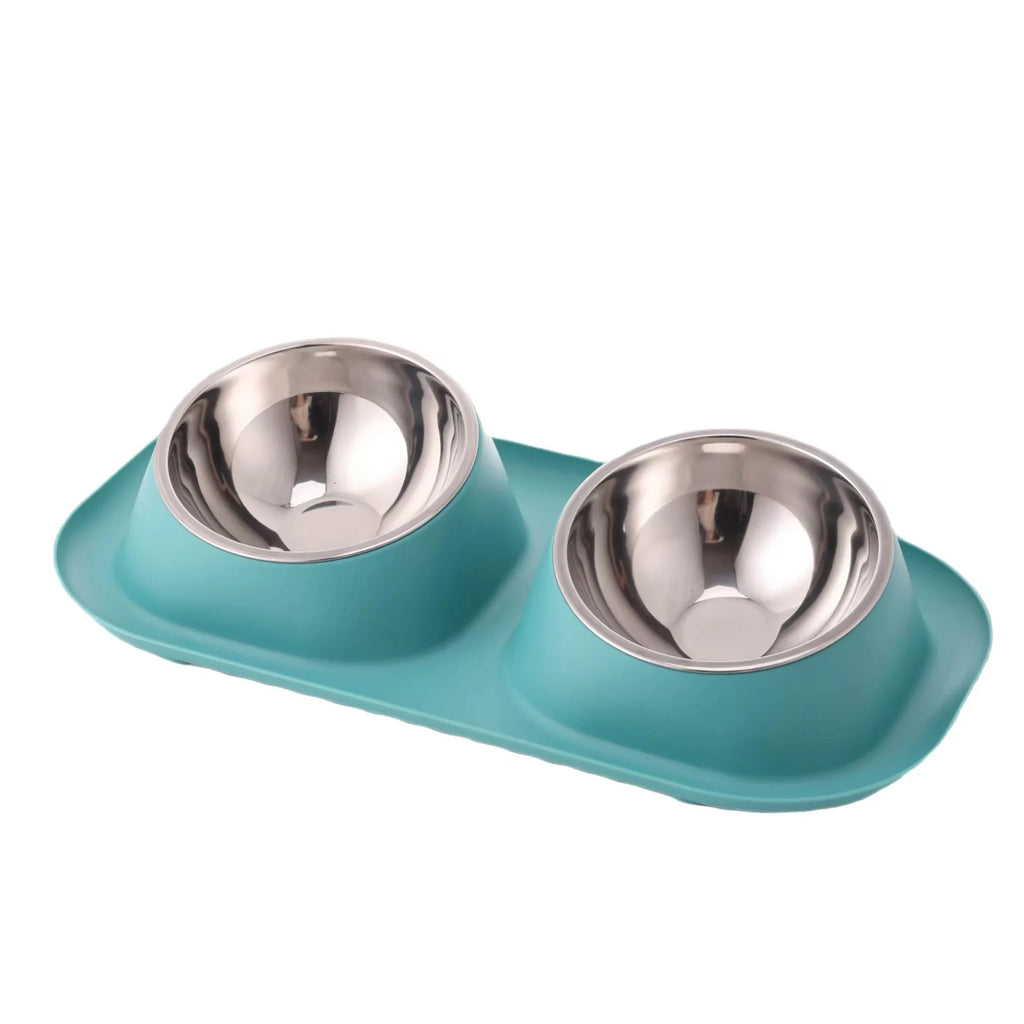 15° Tilted Double Dog Bowl – Stainless Steel Neck Protection Feeder