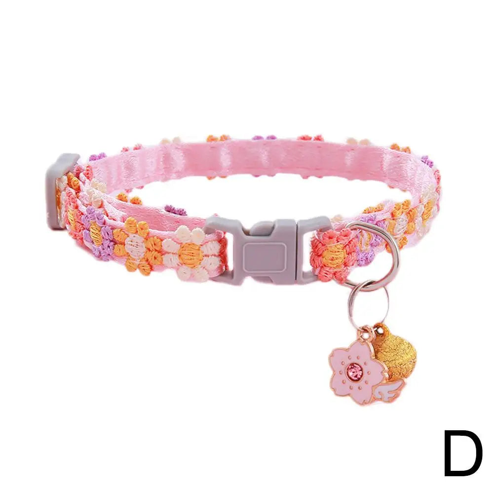 Colorful Lace Flower Dog Collar with Bell – Adjustable 20–30cm