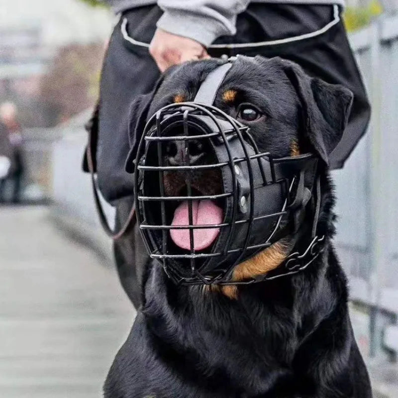 Stainless Steel Dog Muzzle Cage – Adjustable Breathable Training Cover