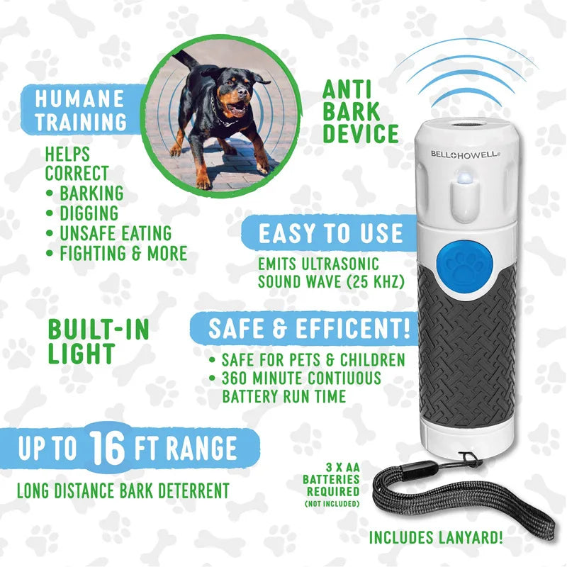 Portable Ultrasonic Dog Trainer with UV Light – Anti Bark Device