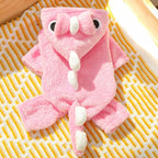 Dinosaur Dog Flannel Jumpsuit – Cozy Winter Romper for Small Dogs