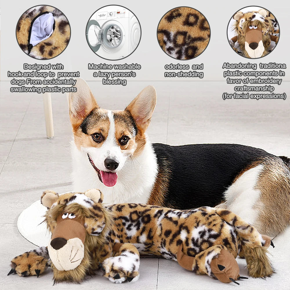 Cheetah Plush Dog Toy with Heartbeat – Calming Sleep Aid
