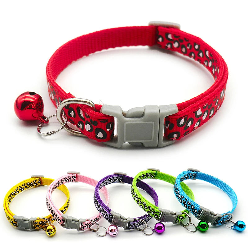 MOONBIFFY Leopard Dog Collar – Adjustable Breakaway with Bell