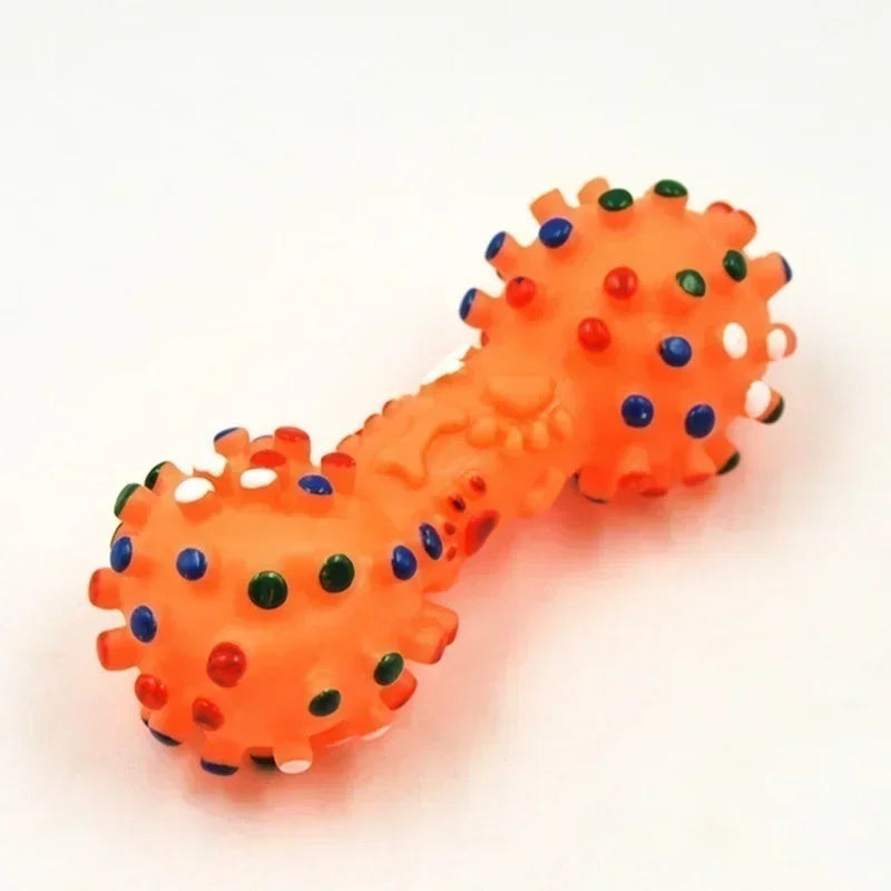 Squeaky Ball & Dumbbell Dog Toy - Teeth Grinding & Training for Large Dogs