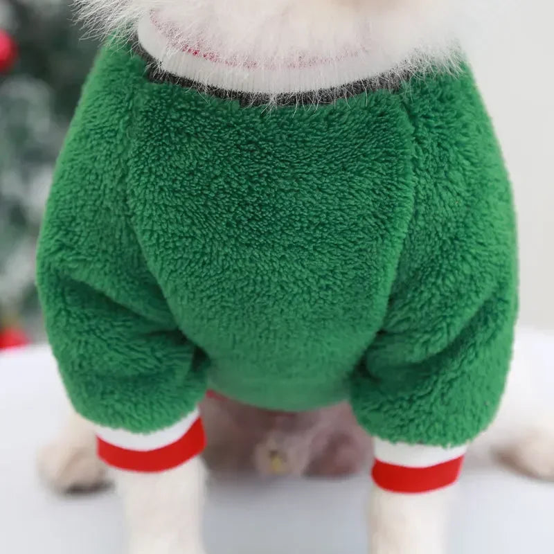 Nonecn Winter Dog Hoodie | Green Elk Print | XS Small Dogs