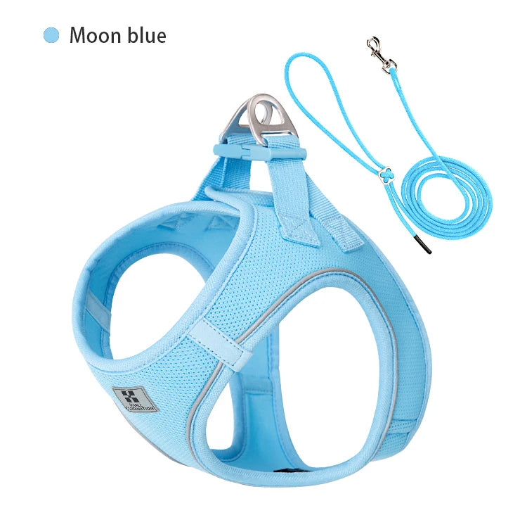 Dog Harness & Leash Set – Step-In Reflective Mesh Vest