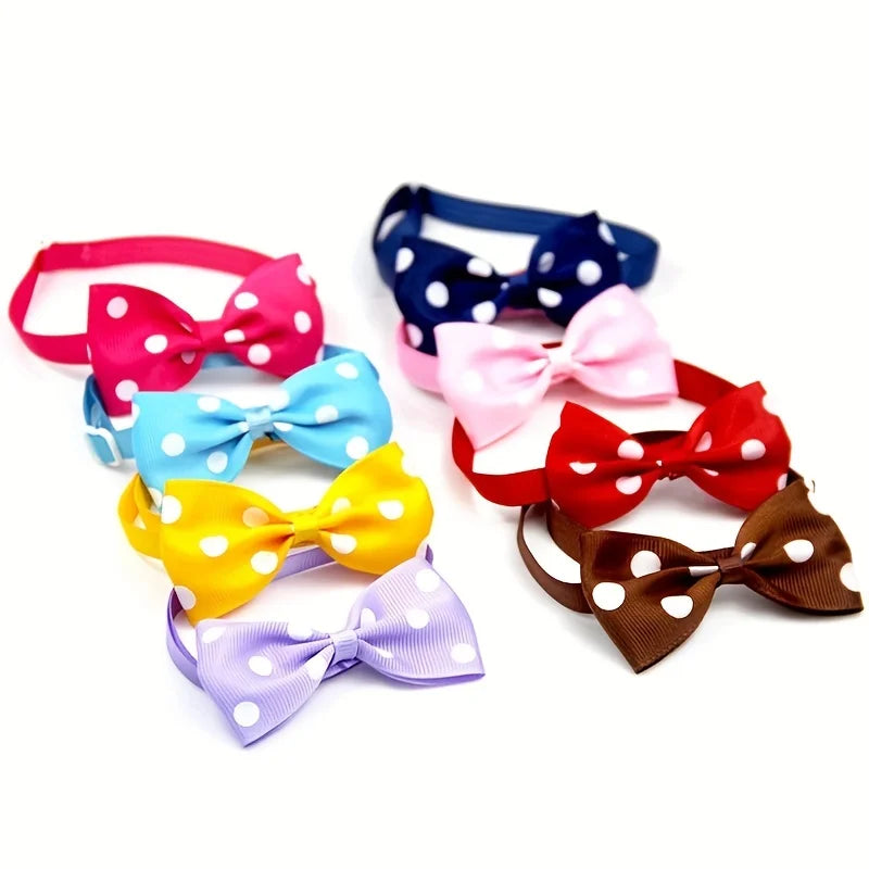 PetPals Polka Dot Bow Tie Collar for Dogs – Adjustable Black & White, Safe Fit