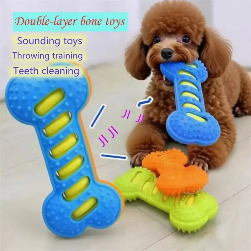 Squeaky Bone Dog Toy – Durable Chew Toy for Large Breeds | TPR Rubber