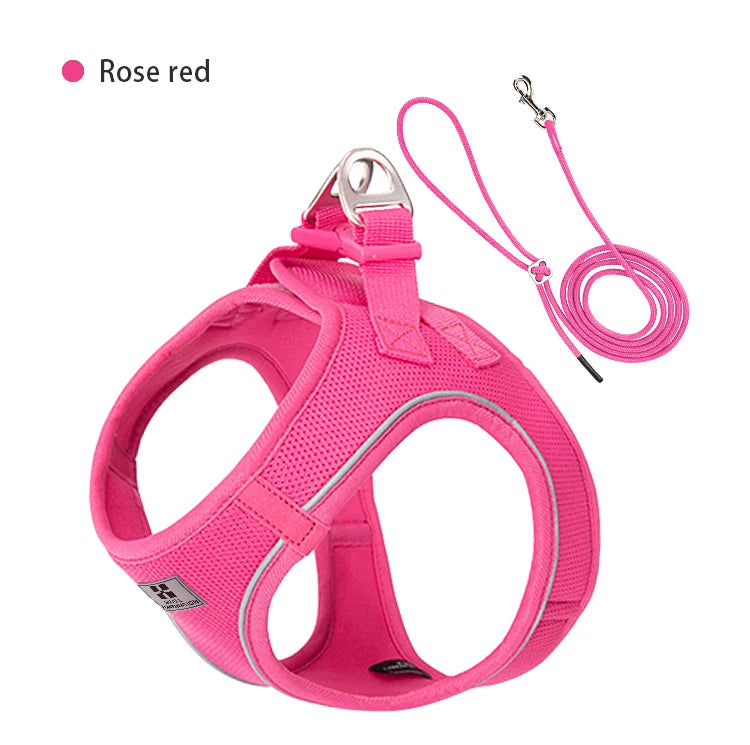 Dog Harness & Leash Set – Step-In Reflective Mesh Vest