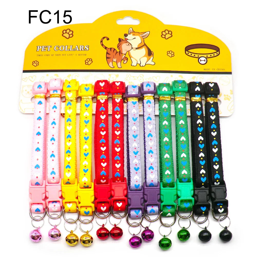 Multicolor Dog Collars with Bell 12 Pack – Adjustable ID Safe