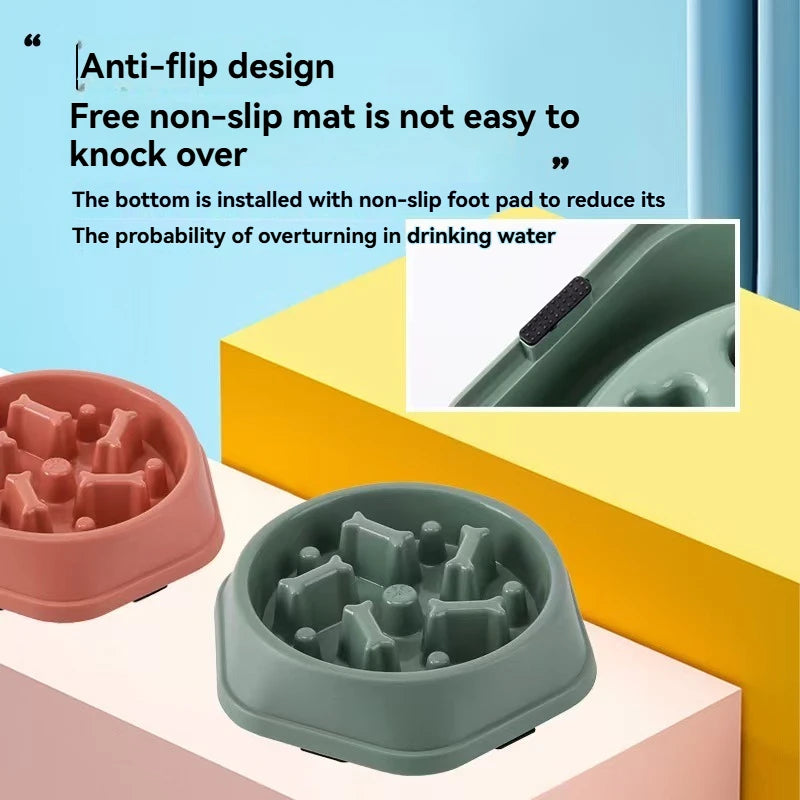 Bone-Pattern Slow Feeder Dog Bowl – Anti-Choke Healthy Eating Dish