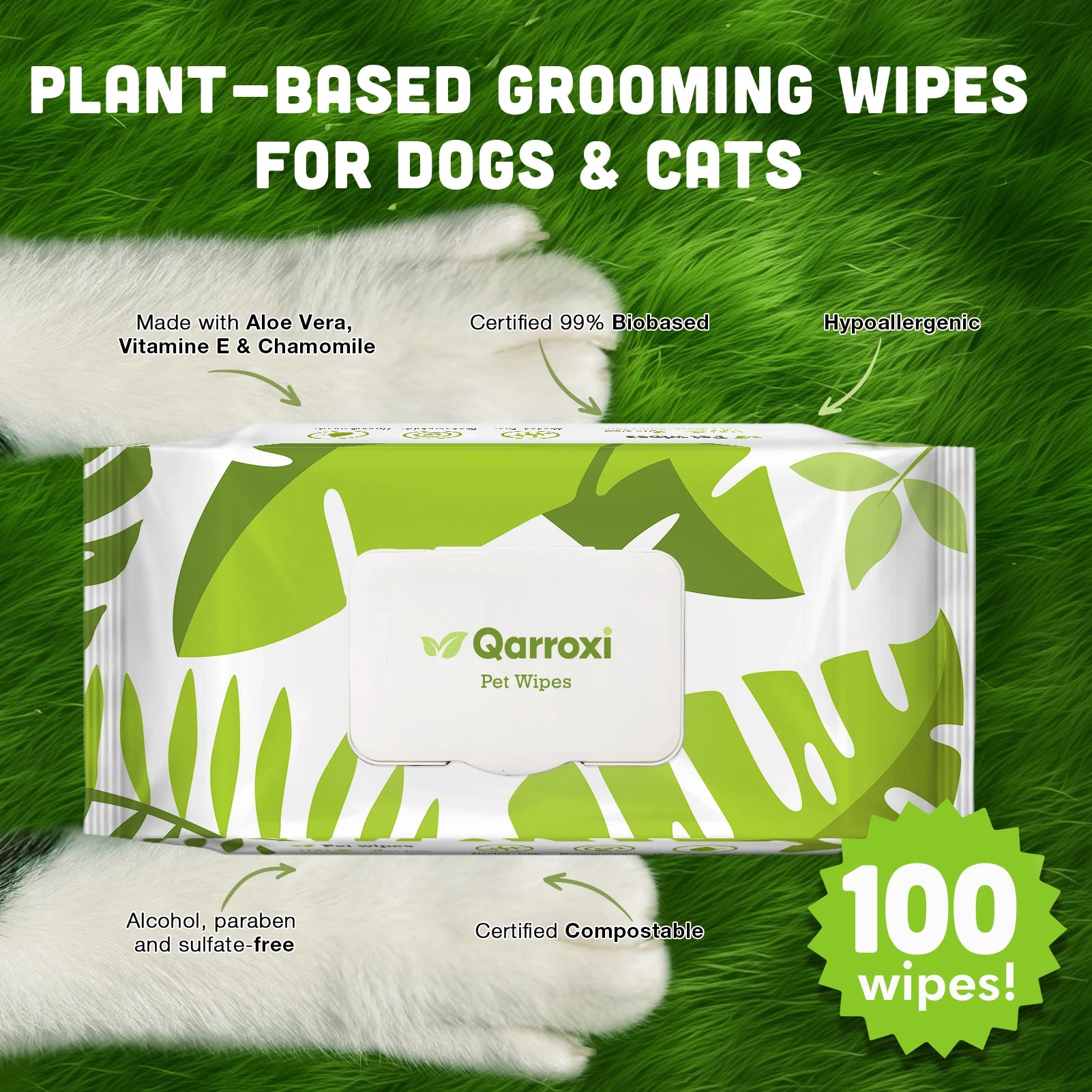 Dog Cleaning Wipes – Gentle Daily Pet Wipes (100pcs)