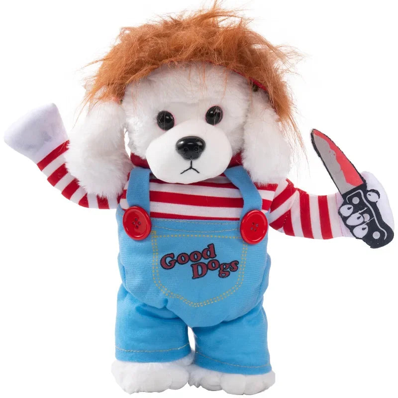 Nonecn Halloween Dog Costume Set with Wig Hat & Dagger Prop