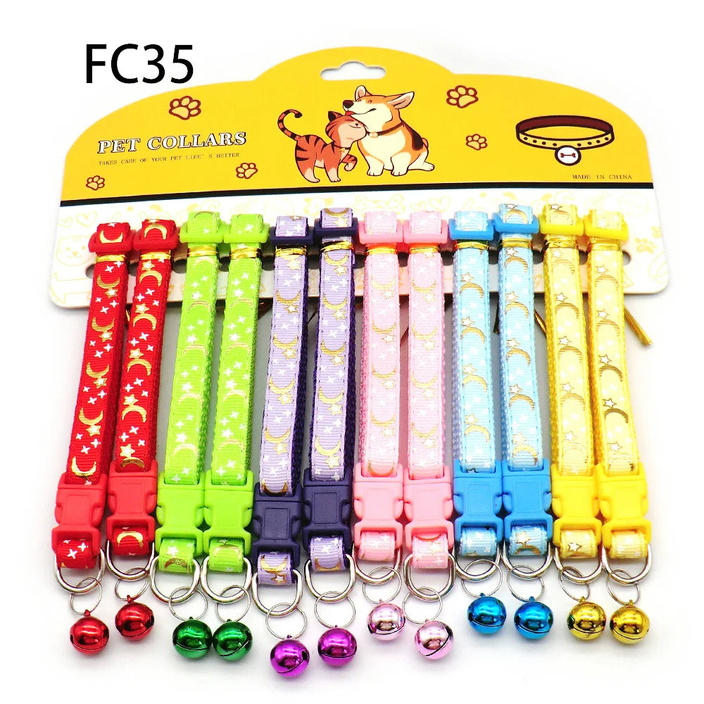 Multicolor Dog Collars with Bell 12 Pack – Adjustable ID Safe
