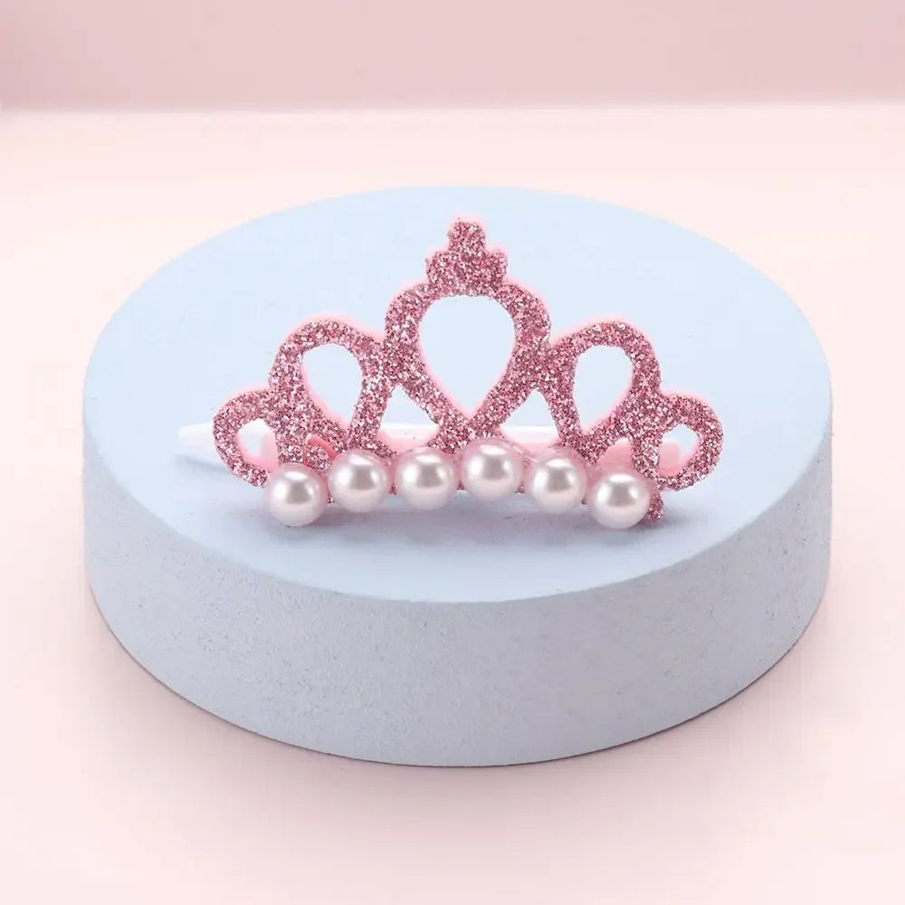 Small Dog Hair Clip Bow Faux Pearl Crown – 1 Pc Cute Pet Accessory