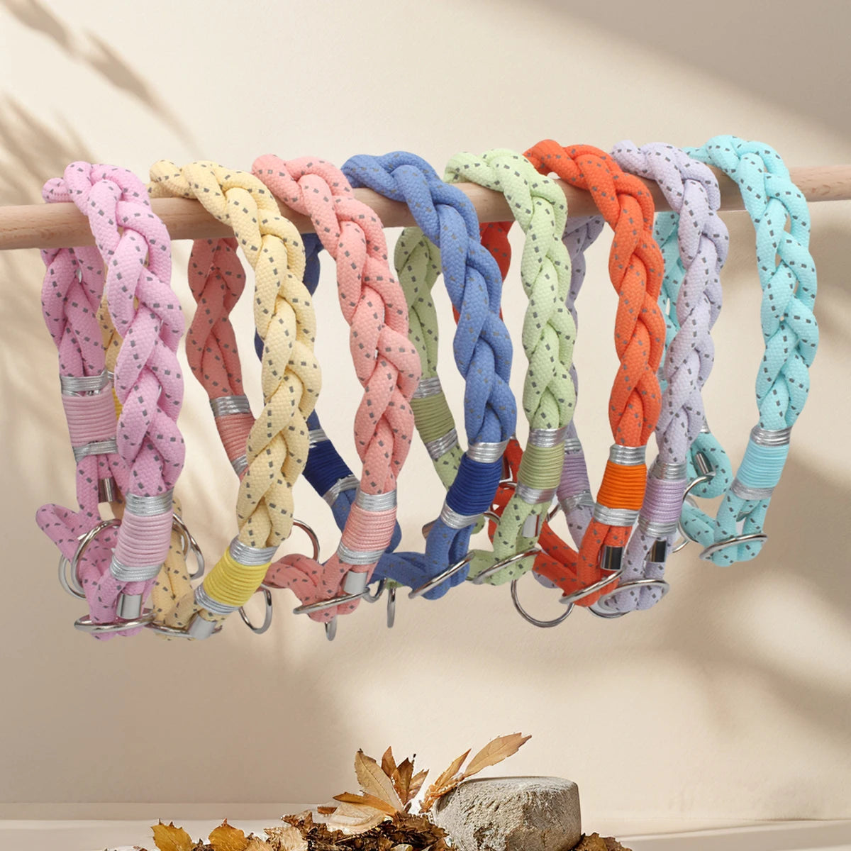 Reflective Braided Dog Collar – Strong Twisted Training Collar