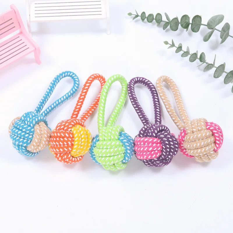 Cotton Rope Ball Toy - Interactive Toothbrush for Dogs of All Sizes