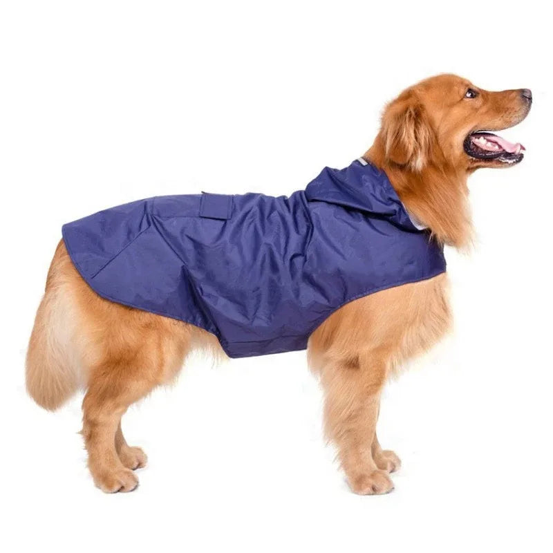 Waterproof Dog Raincoat Hoodie – Reflective Stripe Rain Jacket