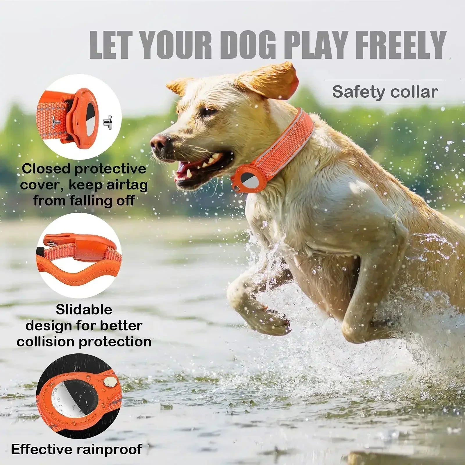 Dog Airtag Collar – Reflective Anti-Lost Tracker Collar