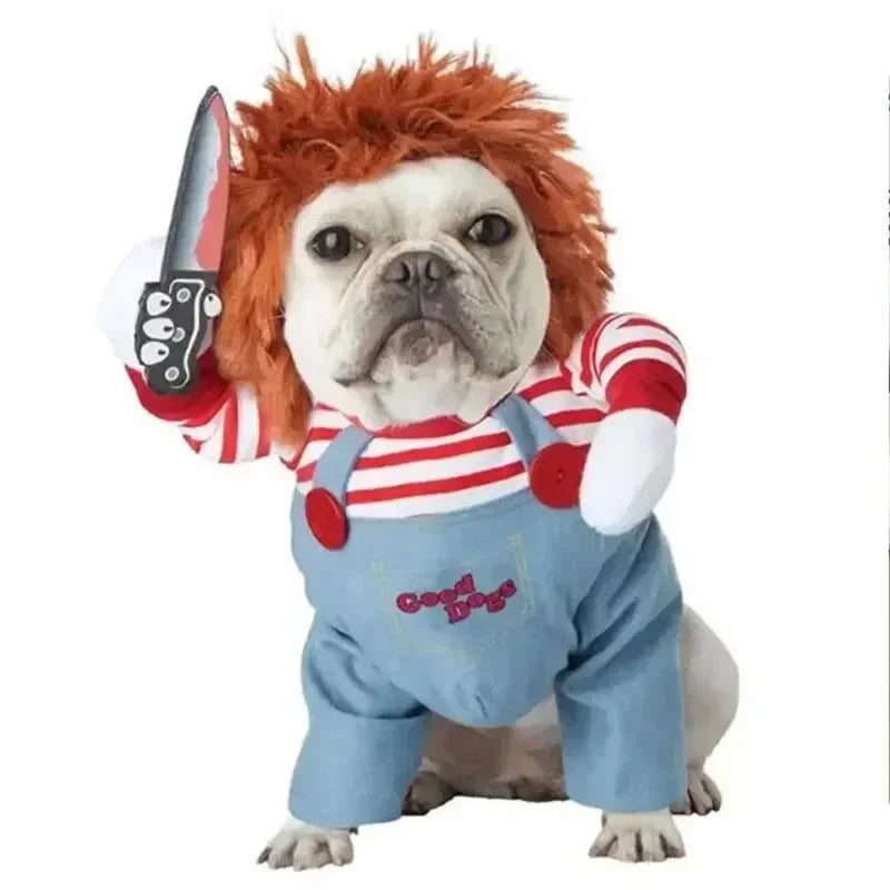 Nonecn Halloween Dog Costume Set with Wig Hat & Dagger Prop
