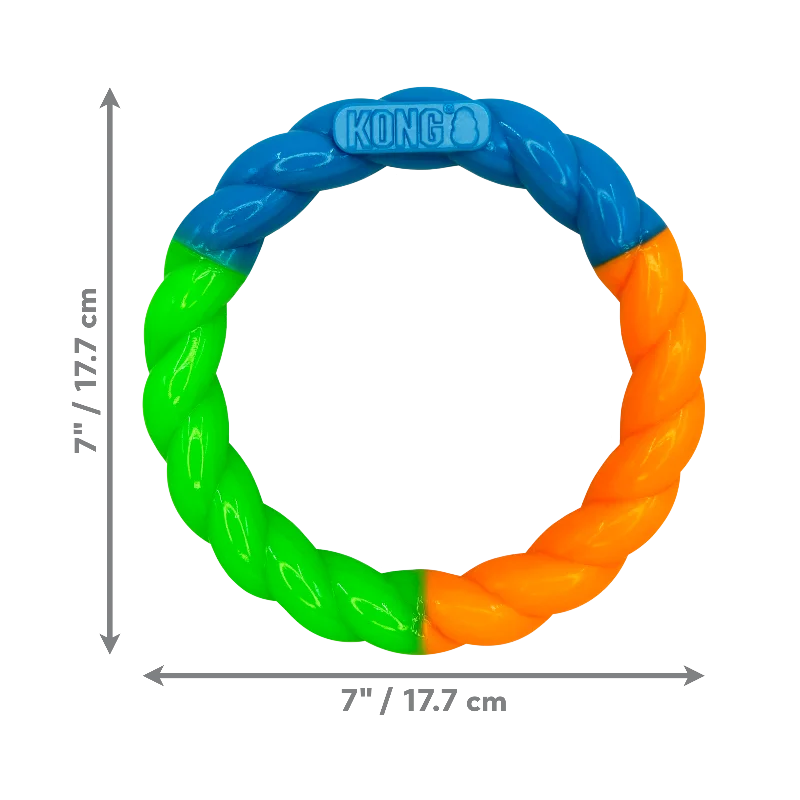 KONG Twistz High-Viz Ring – Glow-in-the-Dark Fetch Toy (S)