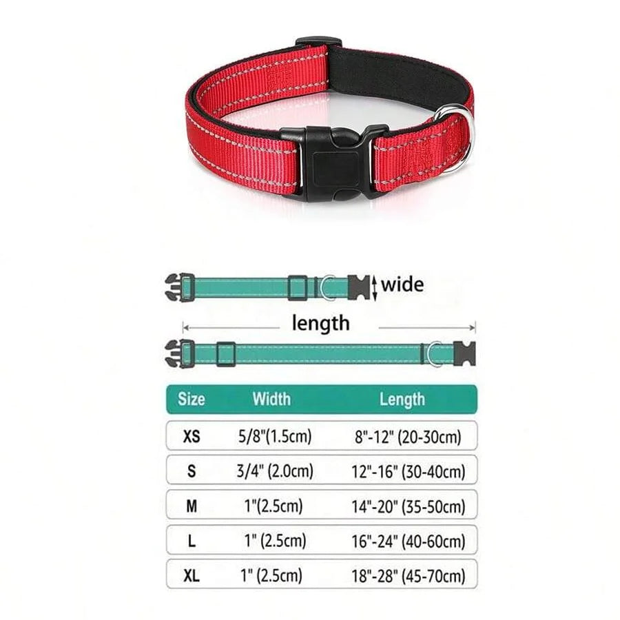 Reflective Dog Collar – Soft Padded Adjustable Night Safety