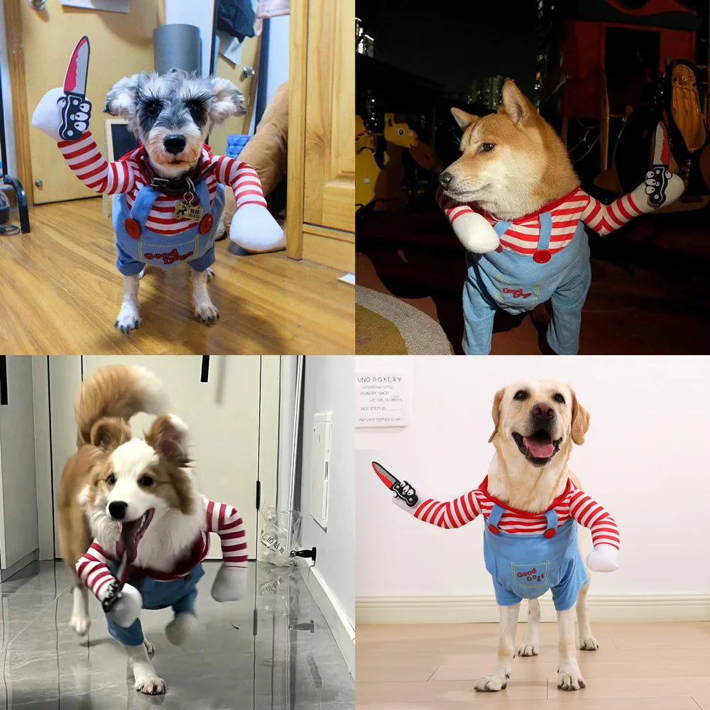 Holapet Striped Dog Cosplay Costume – Red & Pink