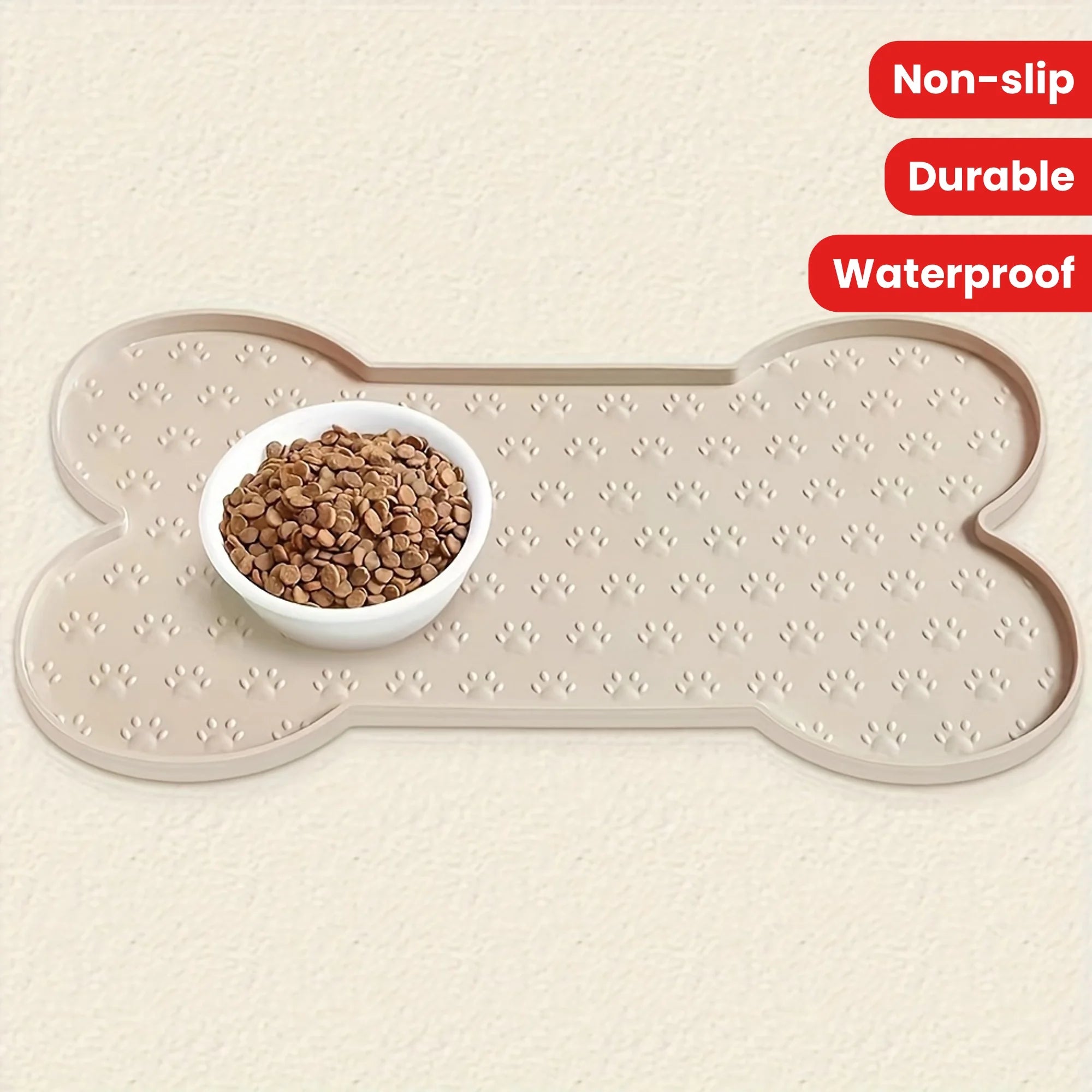 Silicone Dog Feeding Mat – Non-Slip Waterproof Pet Bowl Mat with Raised Edges, Washable