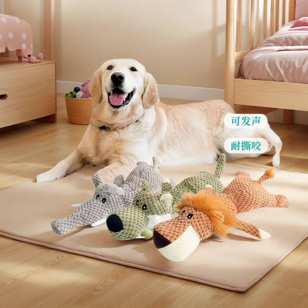 Cartoon Puppy Plush Dog Toy with Squeaker for Small Dogs