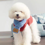 Korean Style Knitted Dog Scarf – Winter Warm Bow, One Size