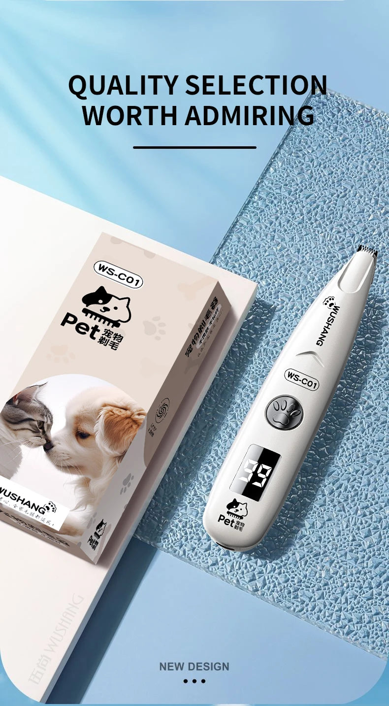 Dog Grooming Trimmer with LED Light for Face, Paws, and Ears