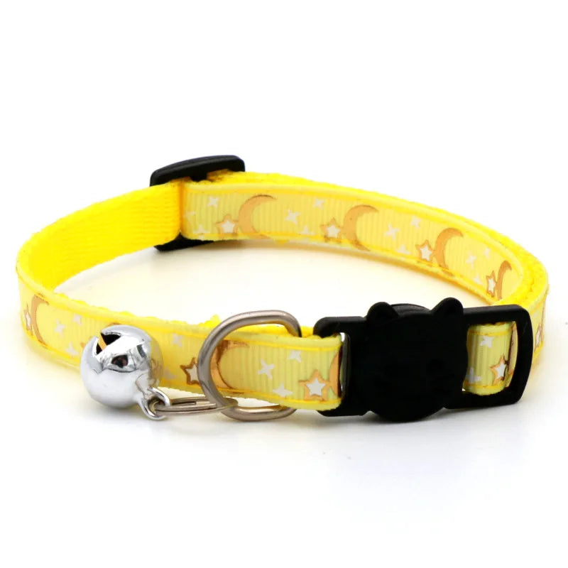 Star & Moon Cartoon Pet Collar – Reflective Breakaway with Bell