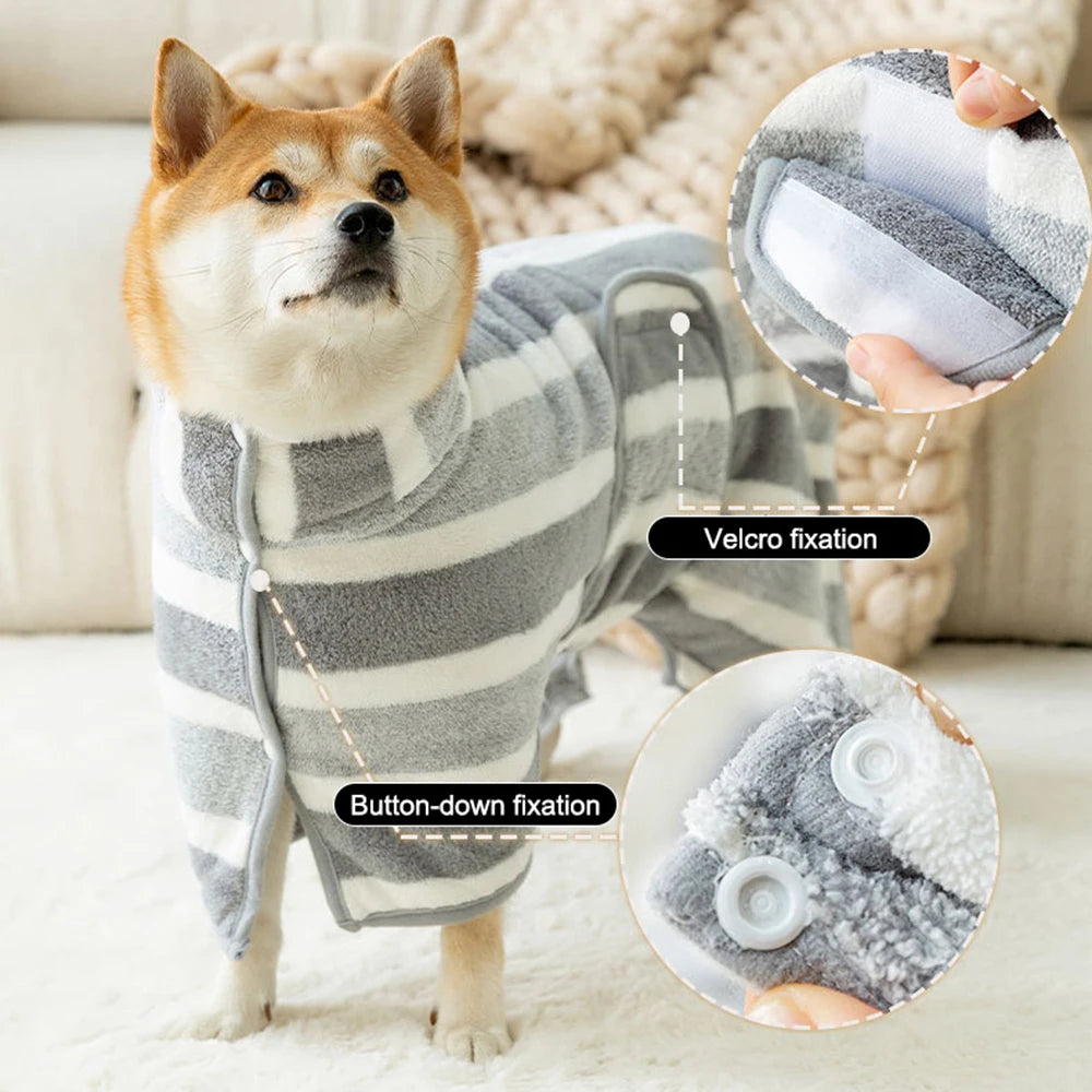 Quick-Dry Dog Bathrobe - Ultra-Absorbent Thick Coral Fleece Pet Towel