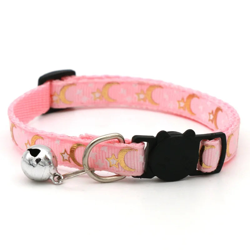 Star & Moon Cartoon Pet Collar – Reflective Breakaway with Bell
