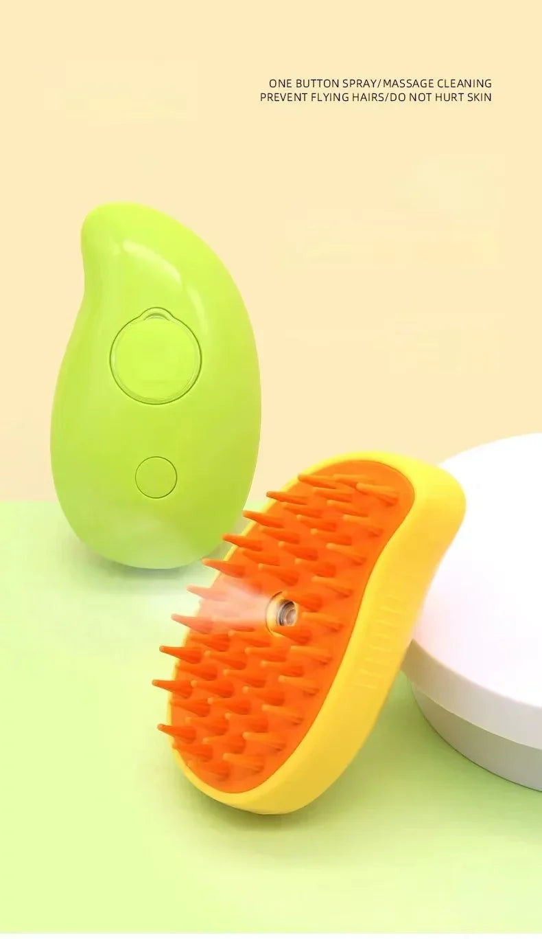 3-in-1 Electric Pet Hair Brush – Steam Spray, Massage & Hair Removal