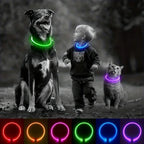 USB Rechargeable LED Dog Collar – Reflective Night Safety Black