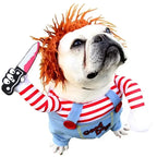 Nonecn Halloween Dog Costume Set with Wig Hat & Dagger Prop