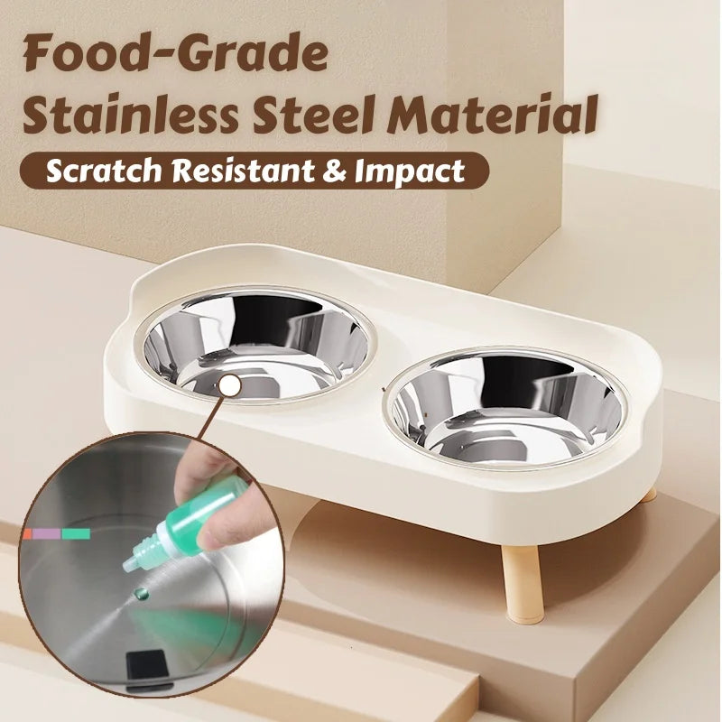 Elevated Double Dog Bowl – Stylish Neck Support Feeder