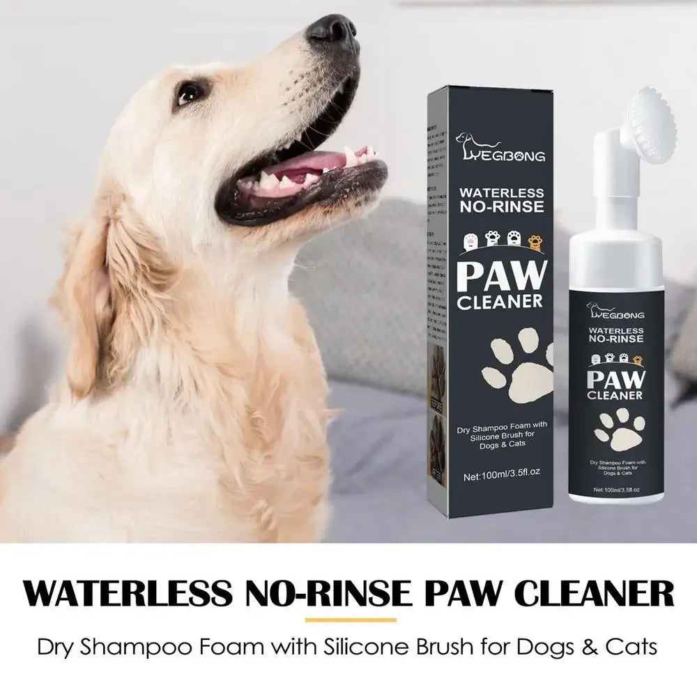 100ml Dog Paw Cleaner Foam – Waterless Rinse-Free Silicone Scrubber & Pet Paw Shampoo