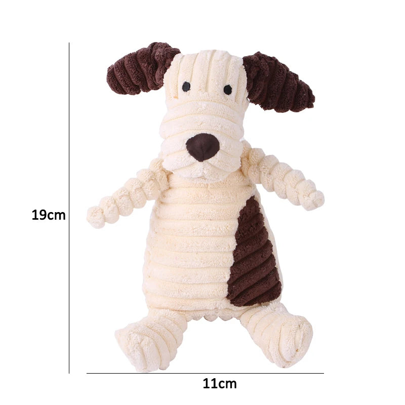 Corduroy Animal Squeaky Dog Toy – Bite Resistant Plush