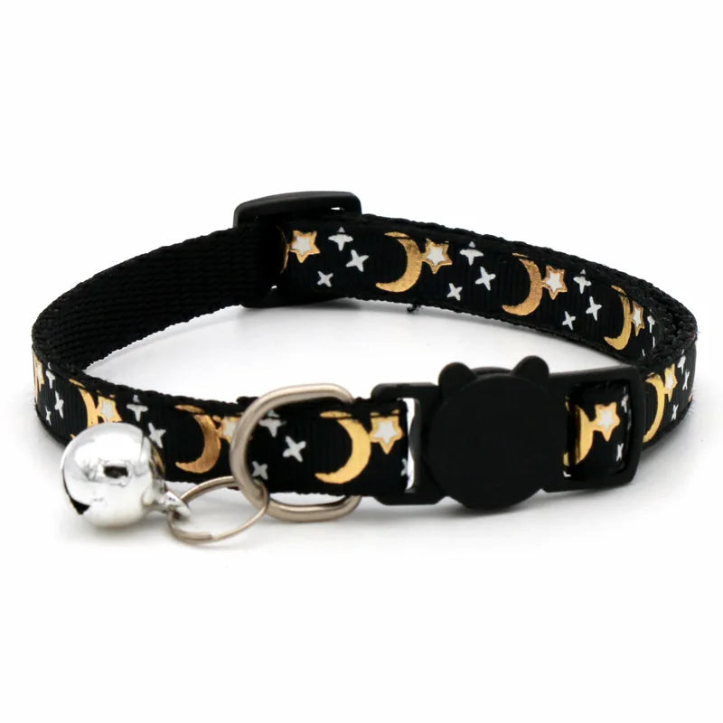 Star & Moon Cartoon Pet Collar – Reflective Breakaway with Bell